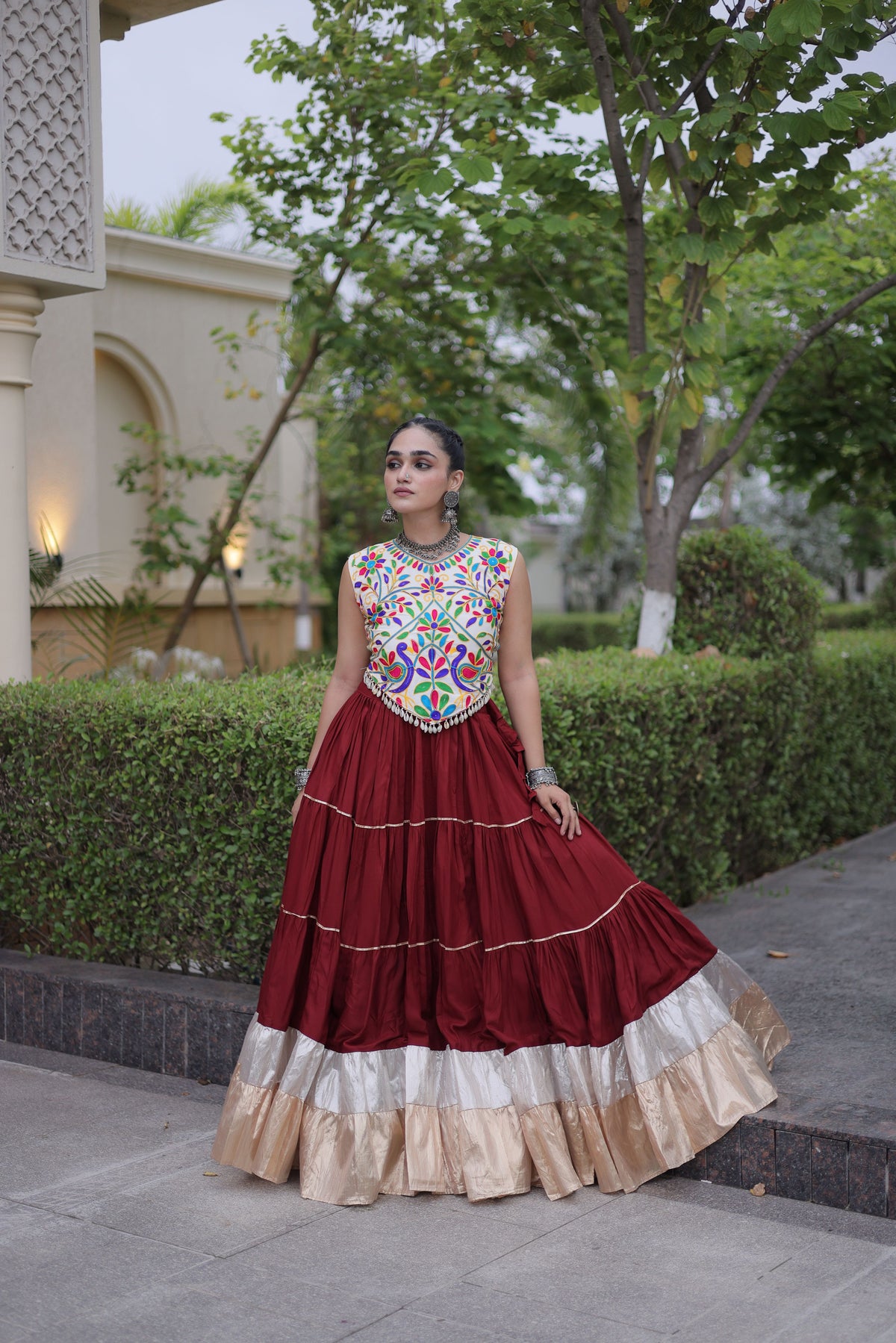 Rayon Kutchi Work Navratri Lehenga