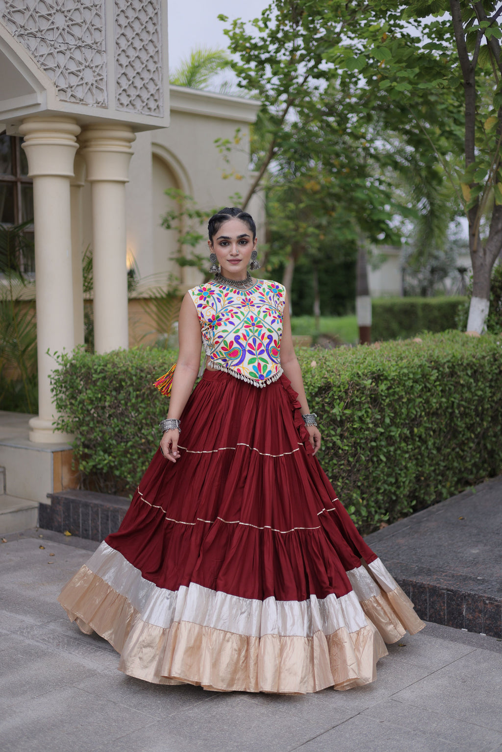 Rayon Kutchi Work Navratri Lehenga