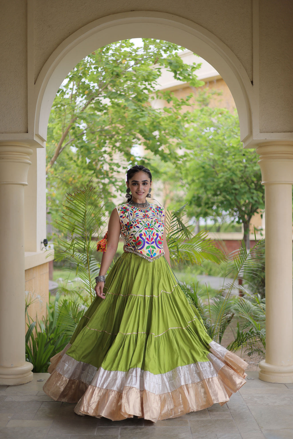 Rayon Kutchi Work Navratri Lehenga