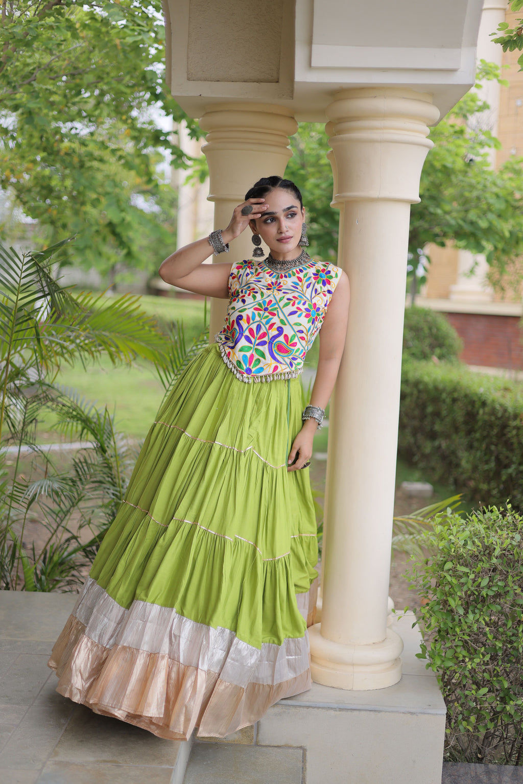 Rayon Kutchi Work Navratri Lehenga