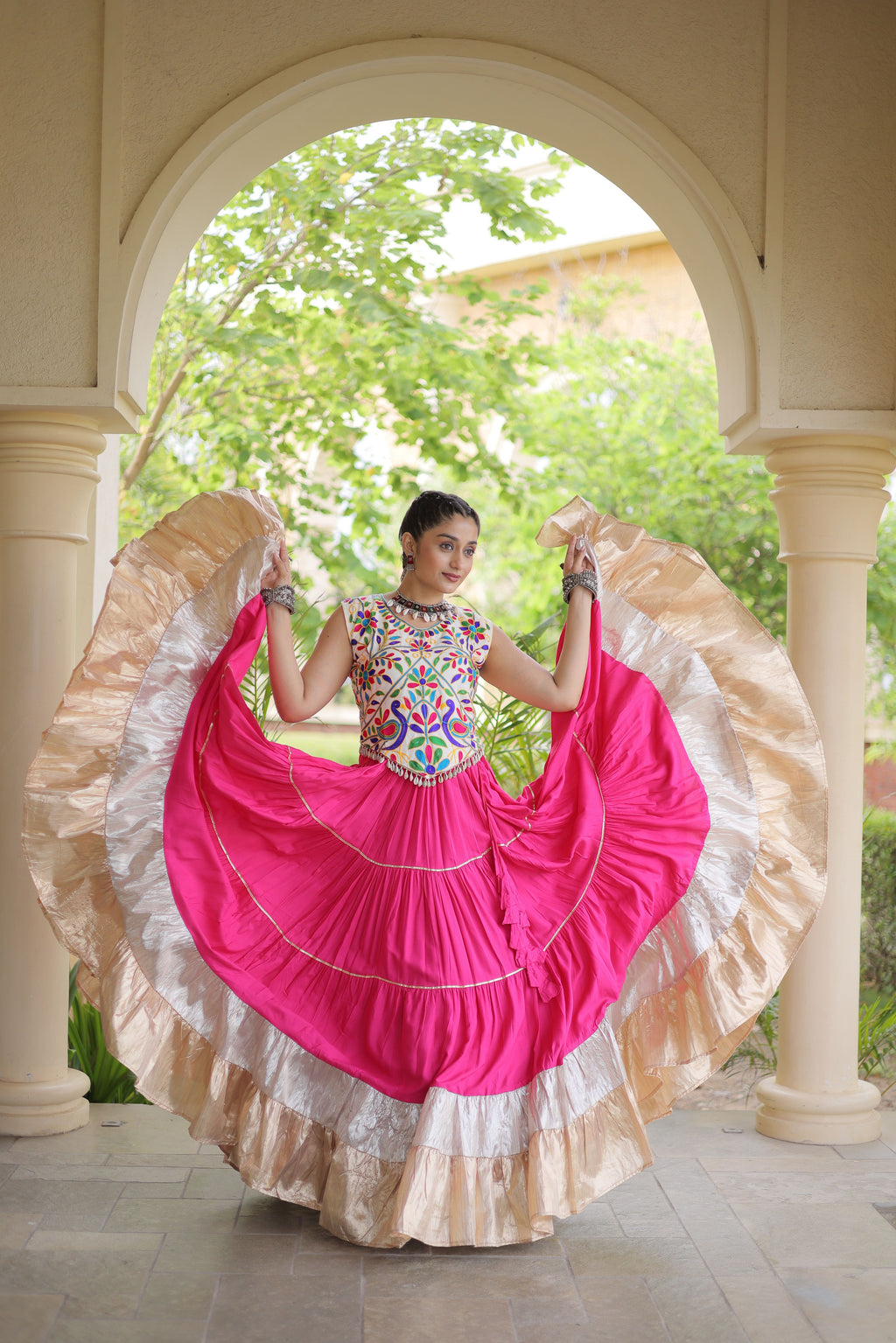 Rayon Kutchi Work Navratri Lehenga