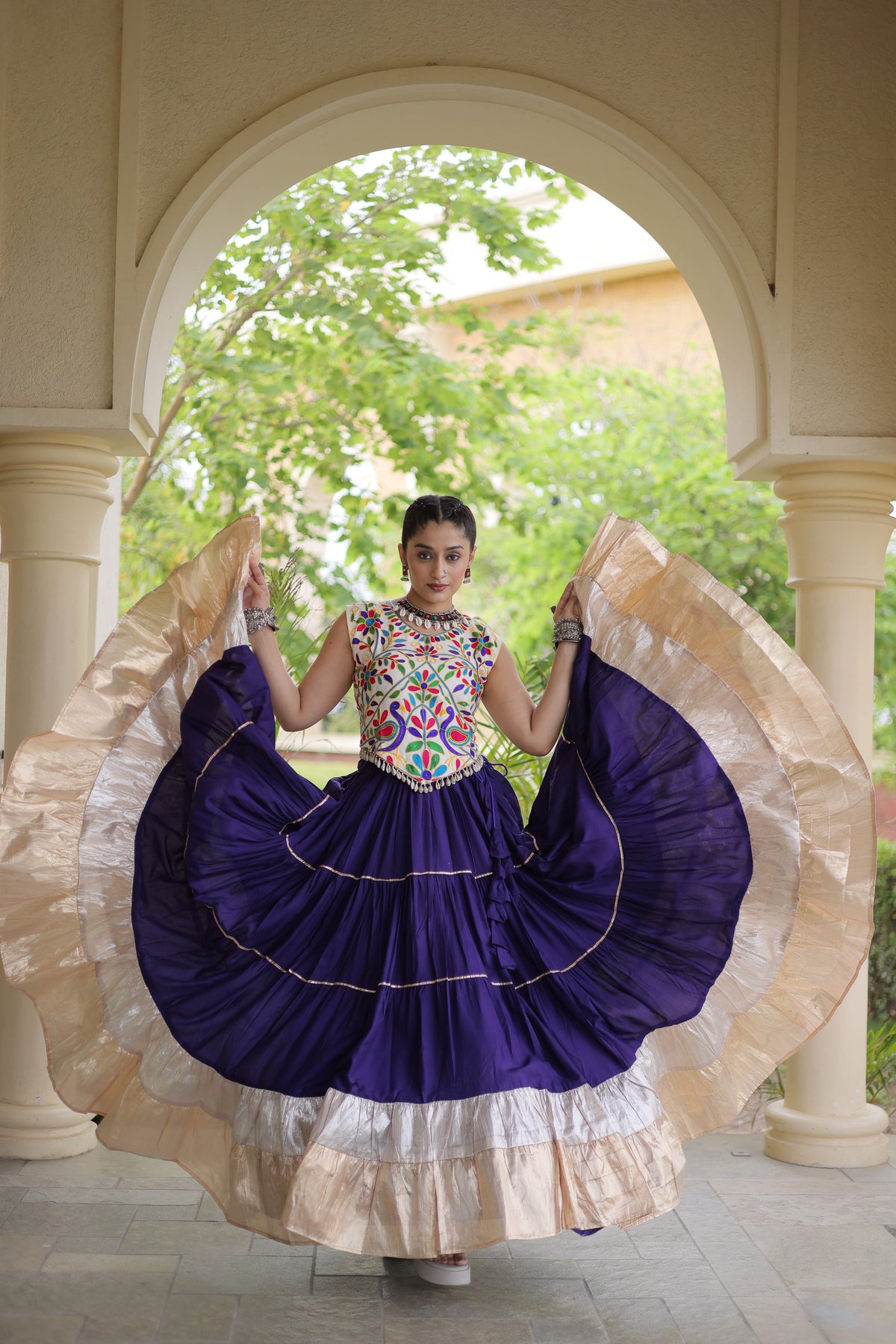 Rayon Kutchi Work Navratri Lehenga
