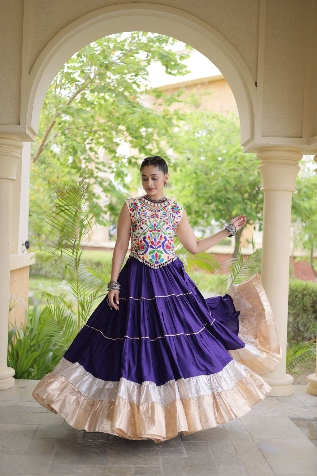 Rayon Kutchi Work Navratri Lehenga
