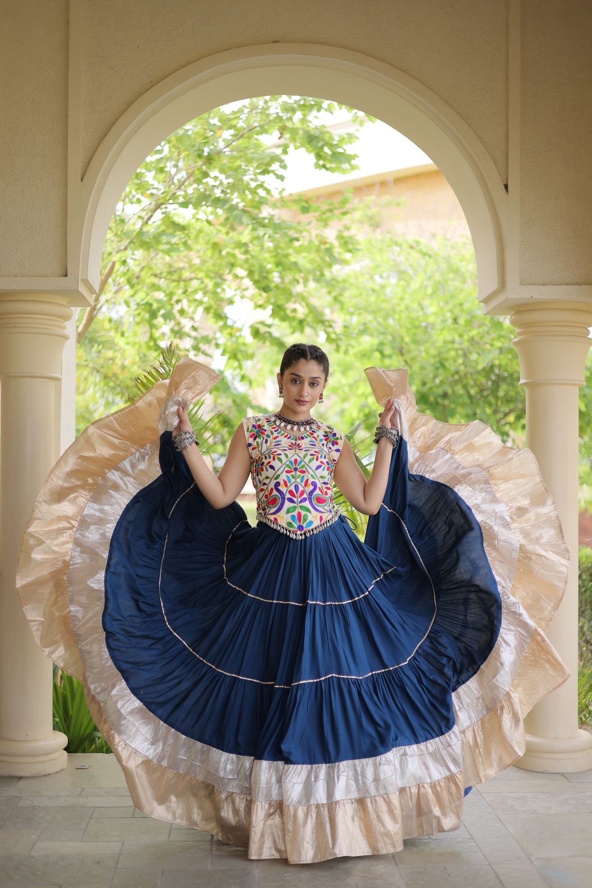 Rayon Kutchi Work Navratri Lehenga