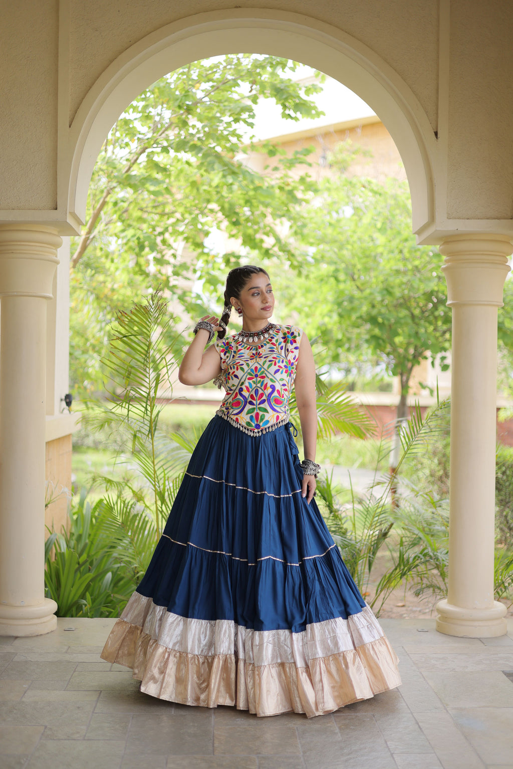 Rayon Kutchi Work Navratri Lehenga