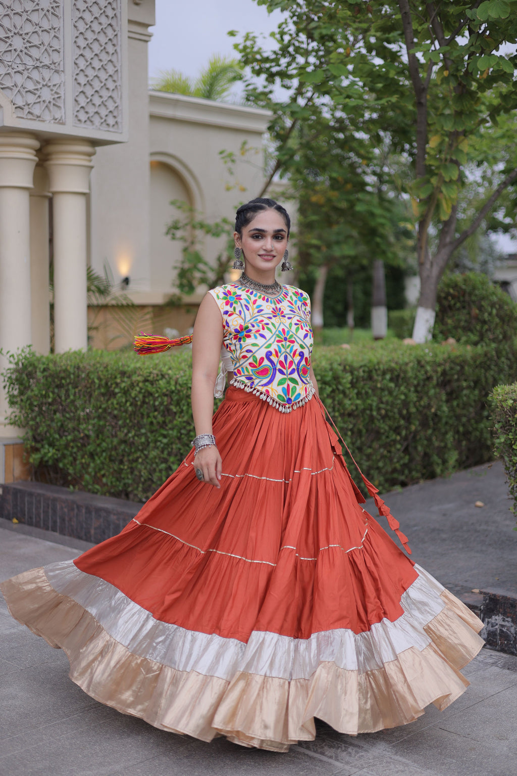 Rayon Kutchi Work Navratri Lehenga