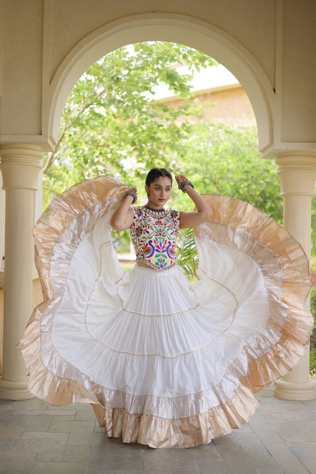 Rayon Kutchi Work Navratri Lehenga