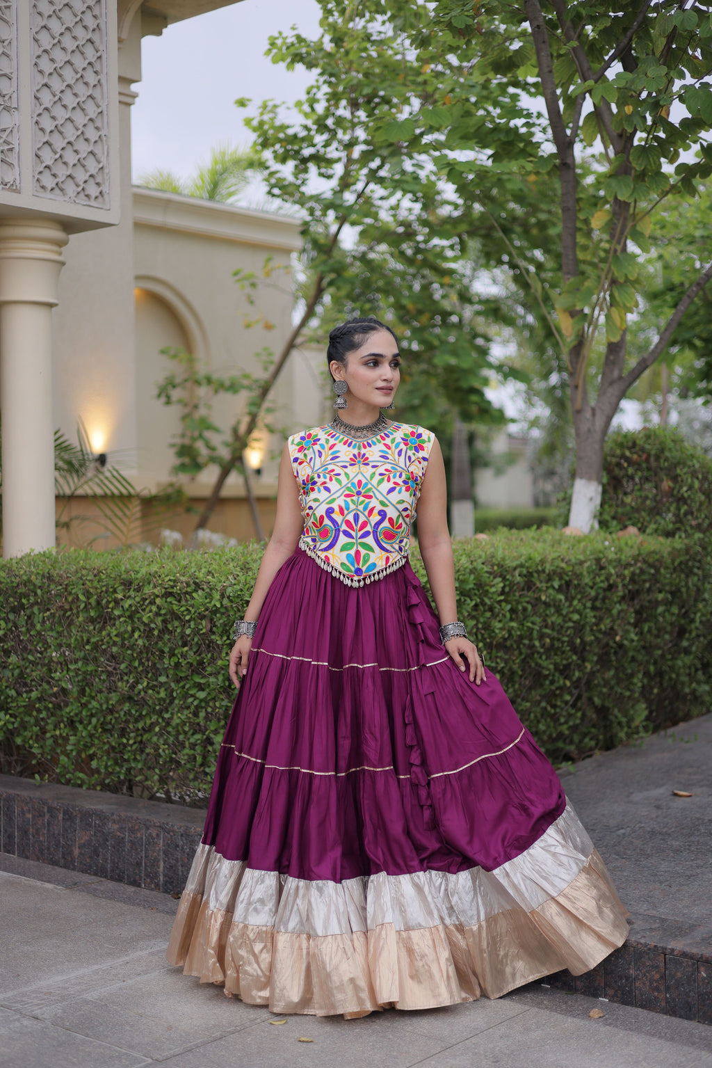 Rayon Kutchi Work Navratri Lehenga