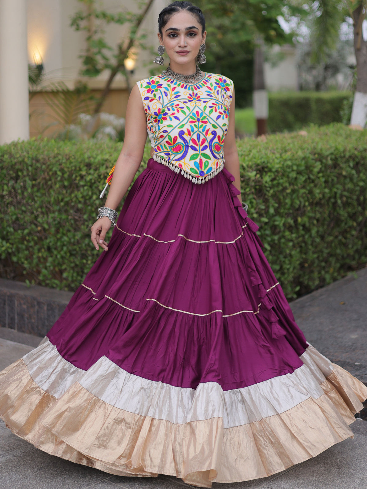 Rayon Kutchi Work Navratri Lehenga