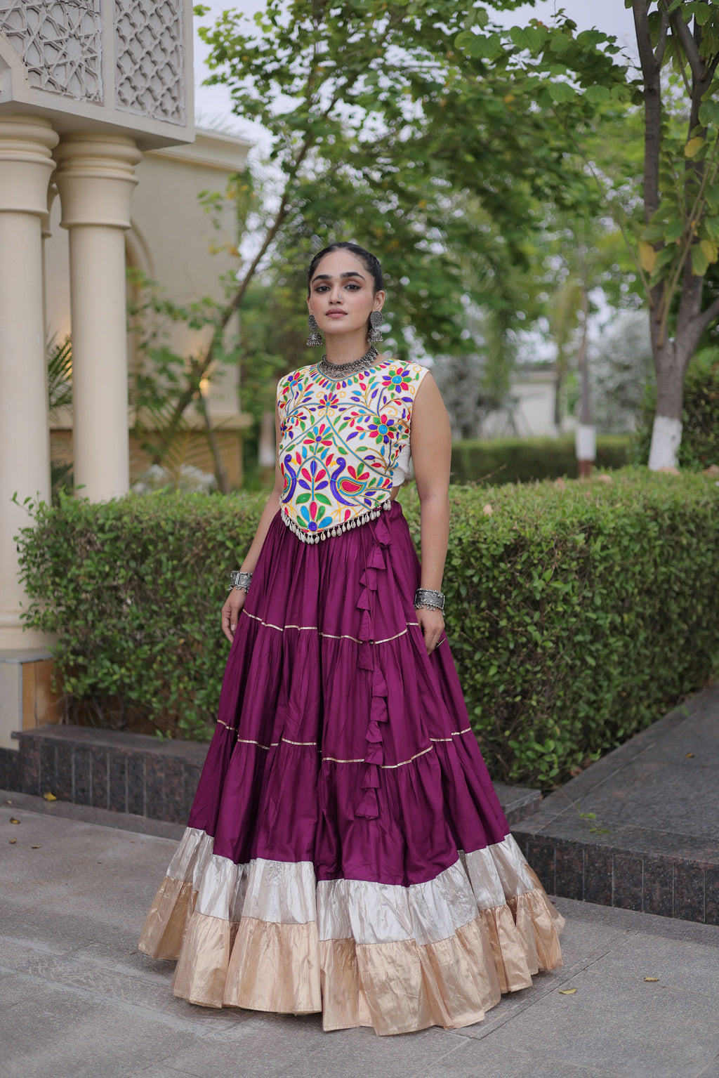 Rayon Kutchi Work Navratri Lehenga