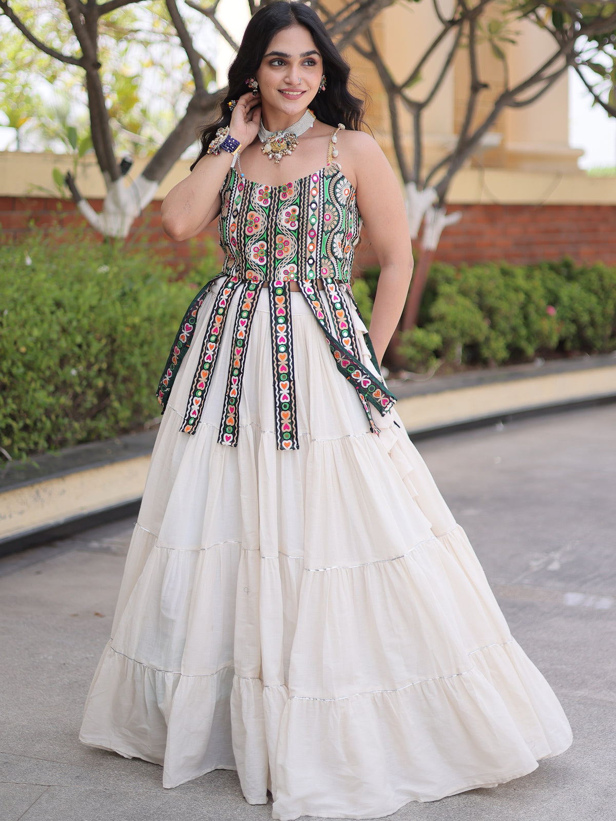 Kora Cotton Navratri Lehenga With Blouse