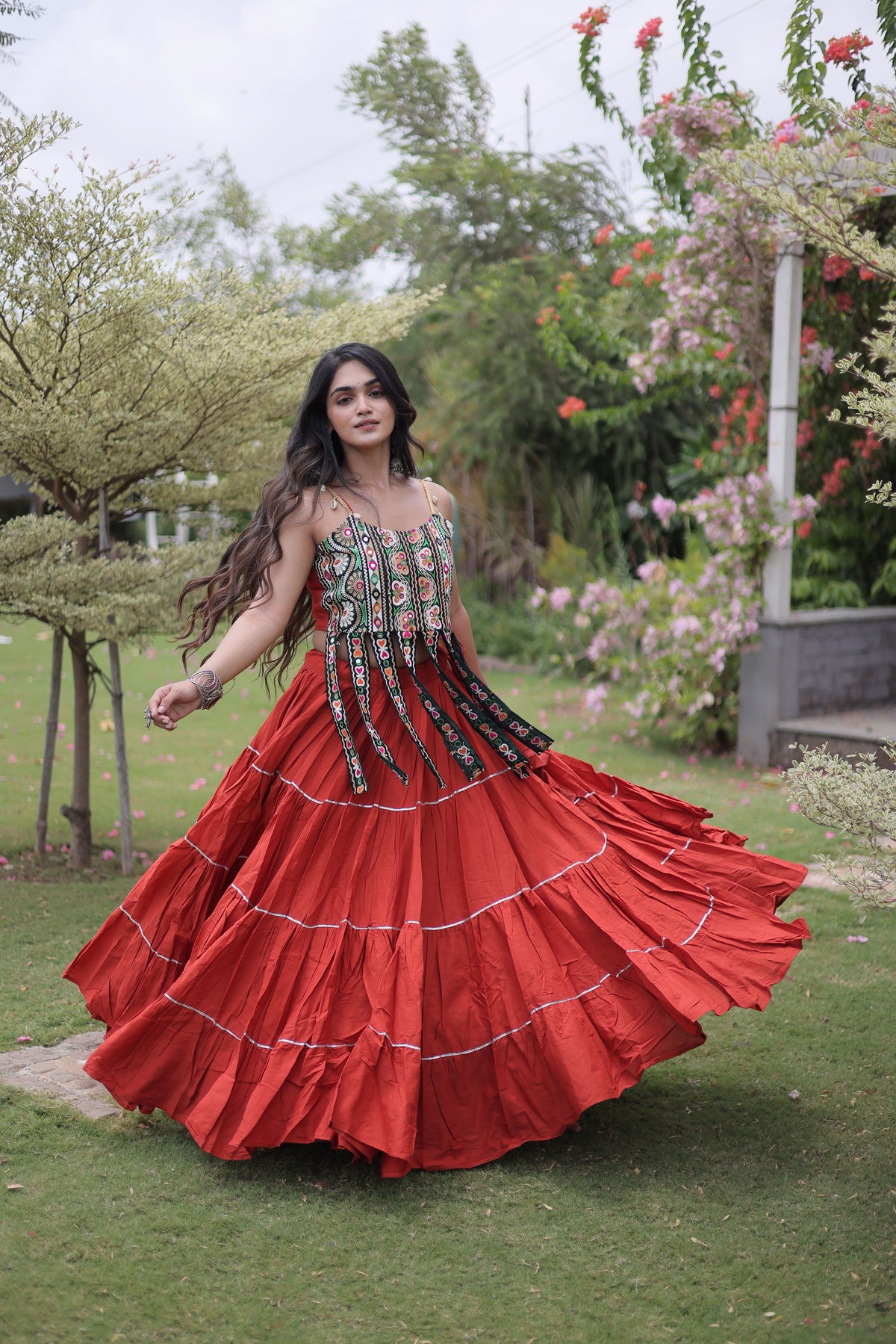 Kora Cotton Navratri Lehenga With Blouse