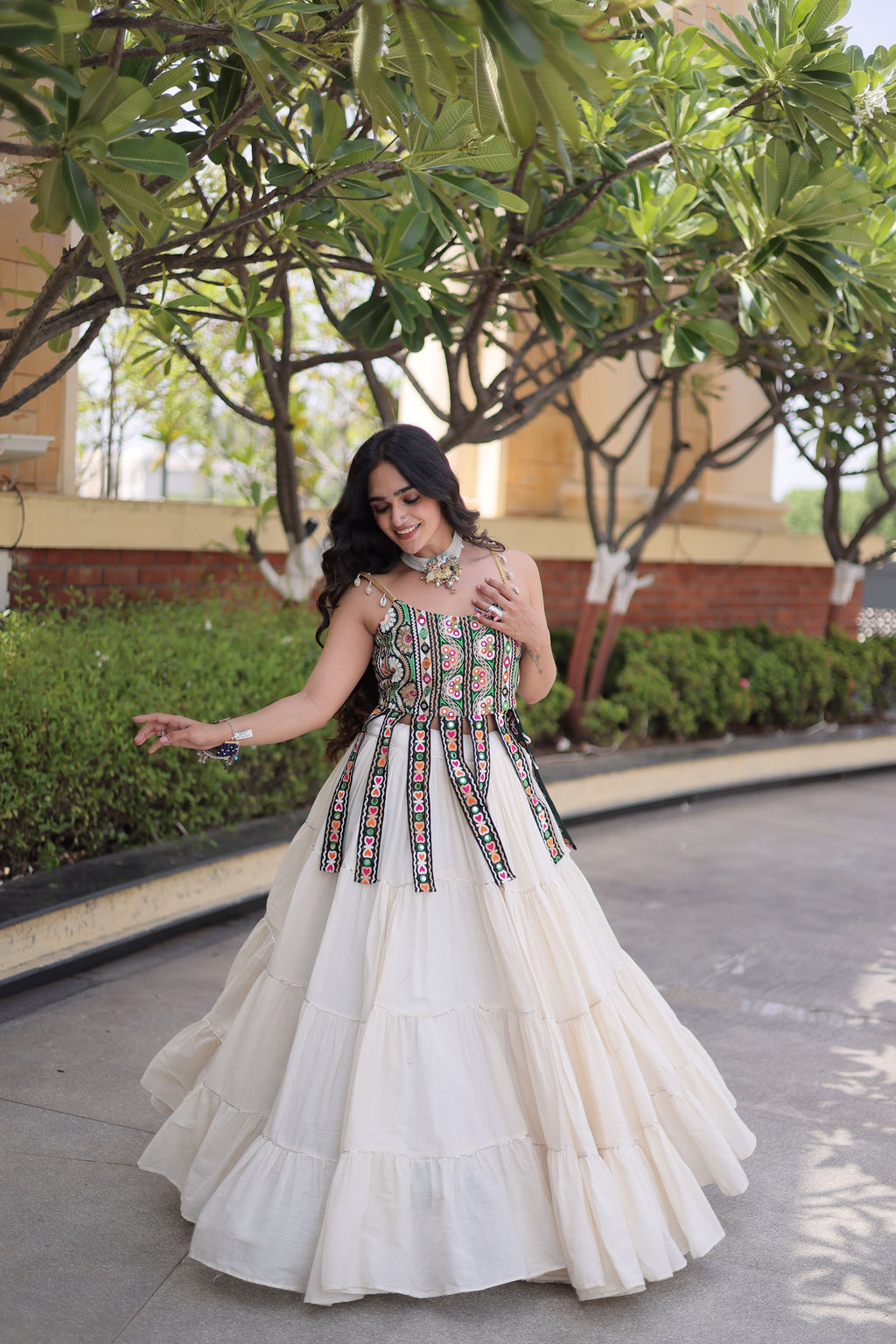 Kora Cotton Navratri Lehenga With Blouse