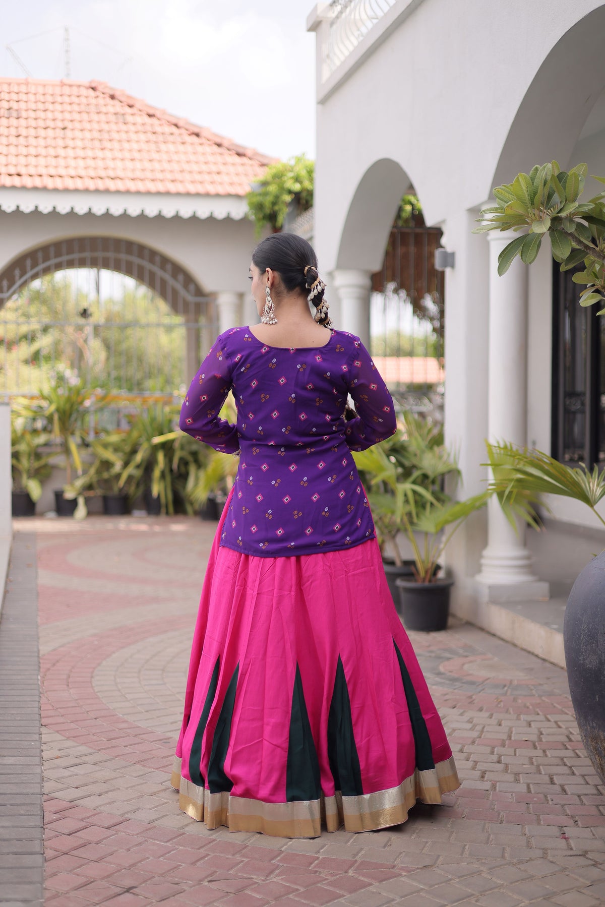 Rayon Gamthi Work Navratri Lehenga With Top