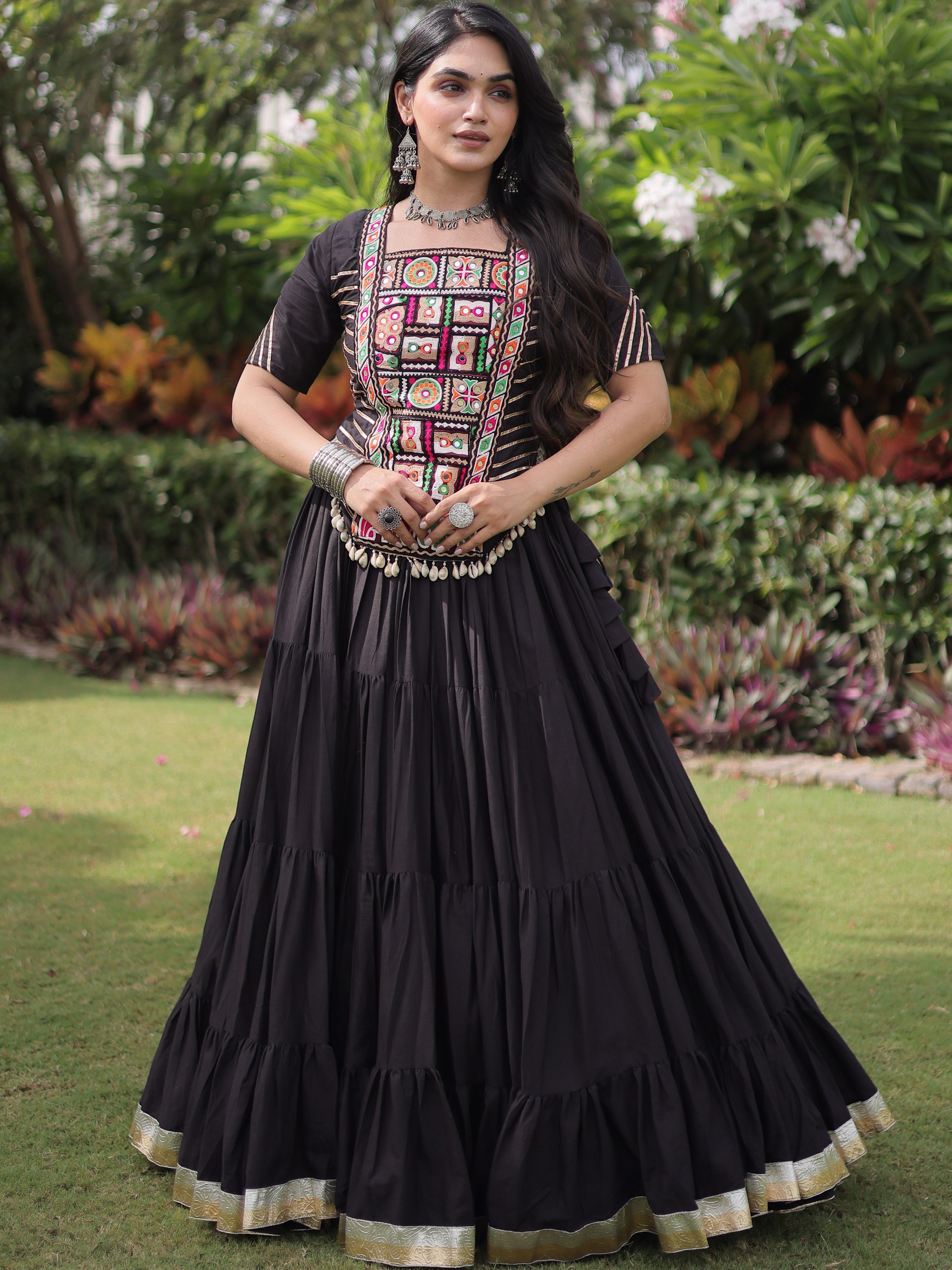Kora Cotton Navratri Lehenga With Fency Blouse