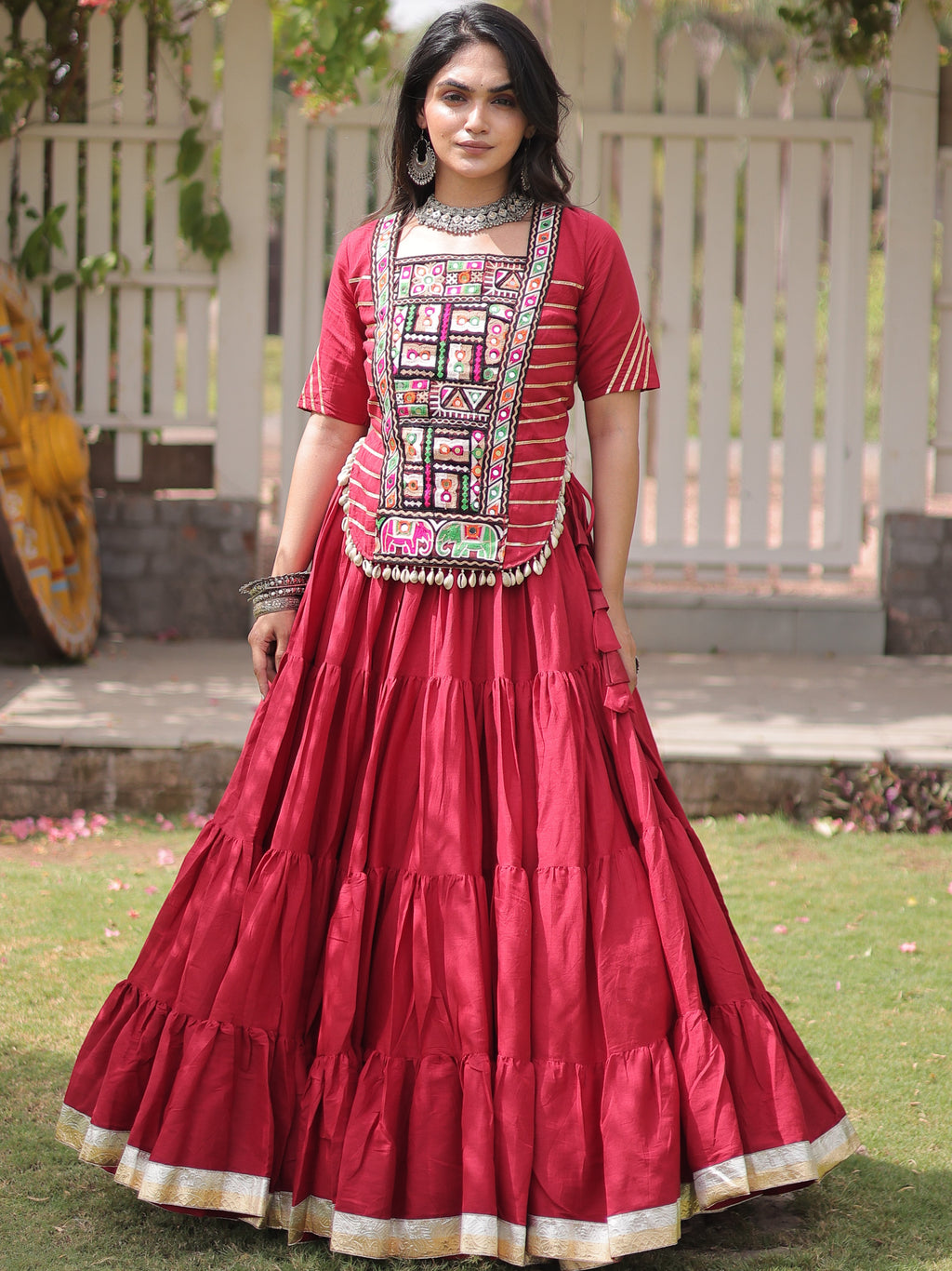 Kora Cotton Navratri Lehenga With Fency Blouse