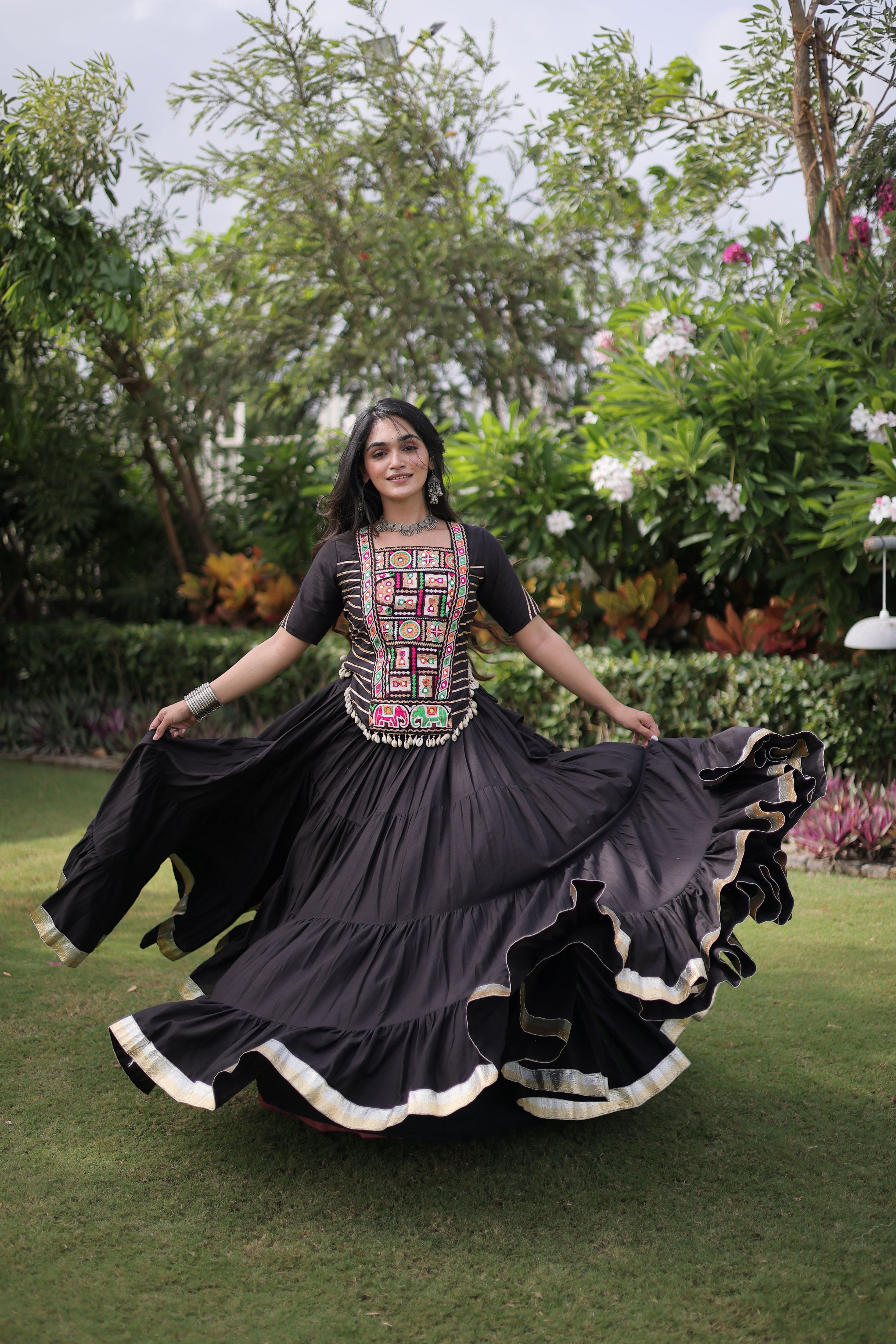 Kora Cotton Navratri Lehenga With Fency Blouse