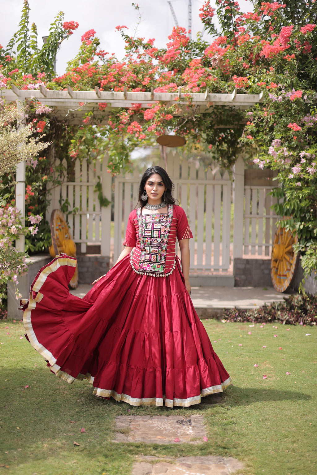 Kora Cotton Navratri Lehenga With Fency Blouse