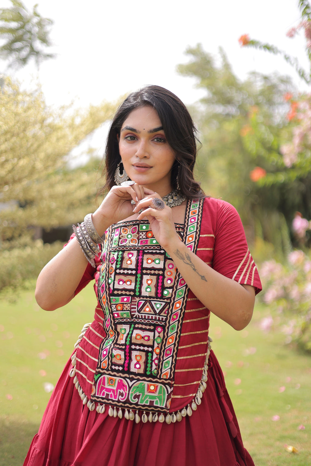 Kora Cotton Navratri Lehenga With Fency Blouse