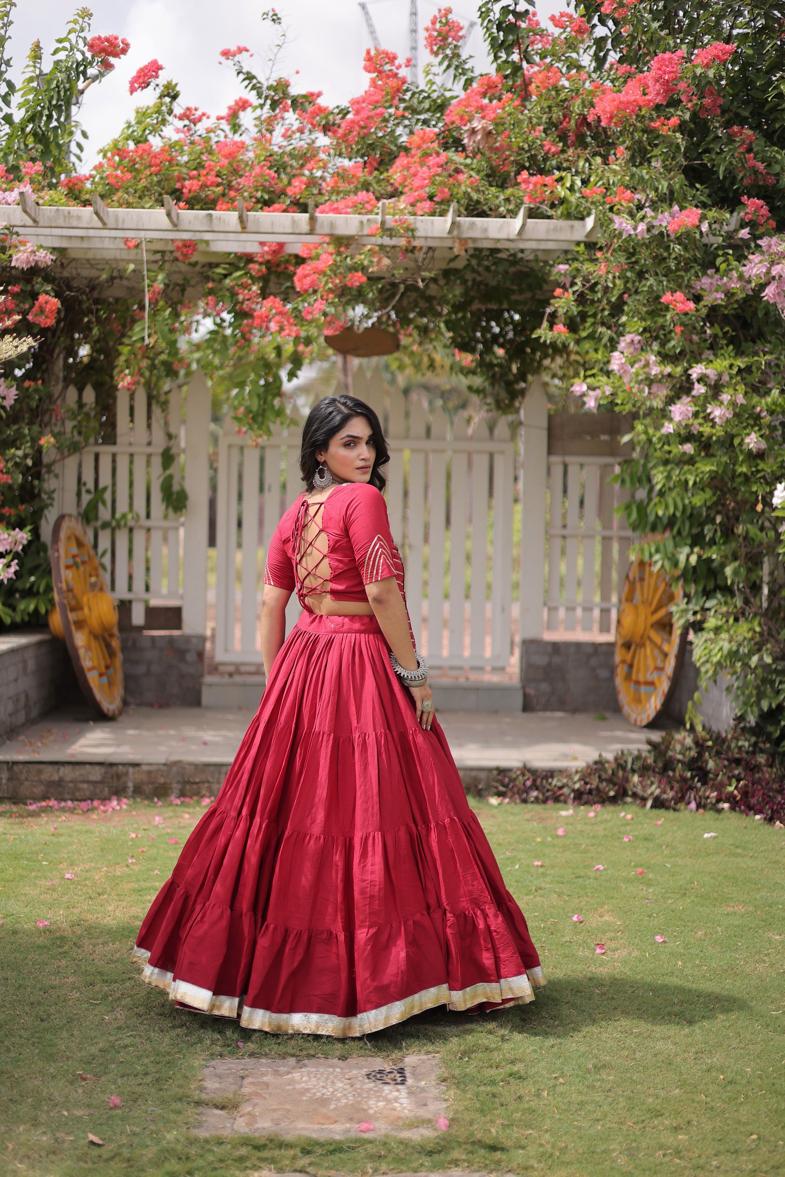 Kora Cotton Navratri Lehenga With Fency Blouse