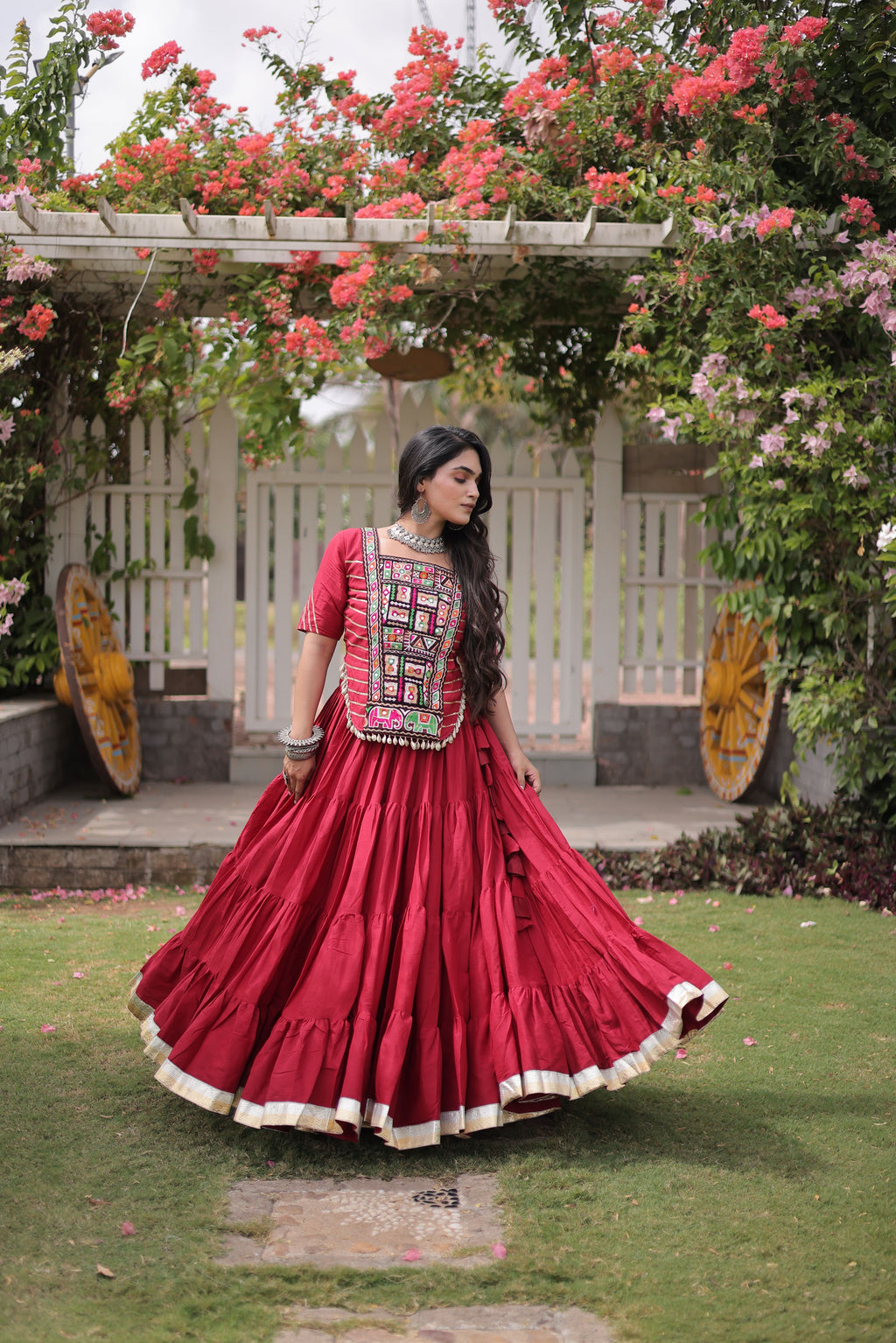 Kora Cotton Navratri Lehenga With Fency Blouse