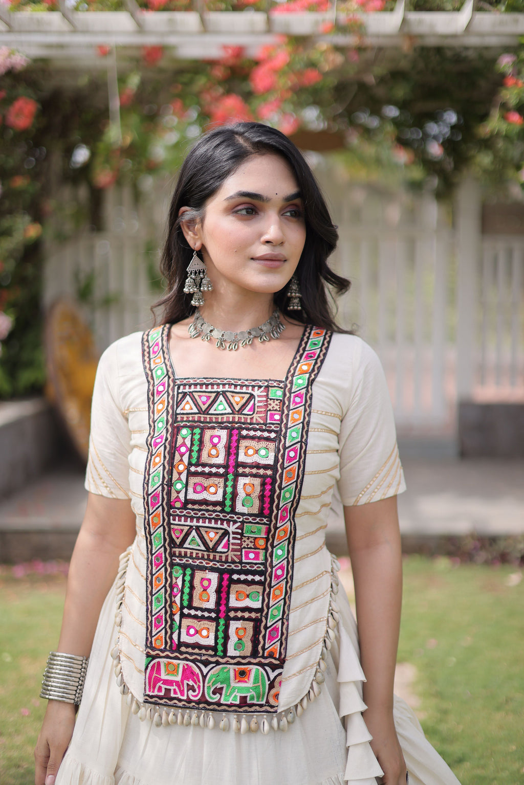 Kora Cotton Navratri Lehenga With Fency Blouse