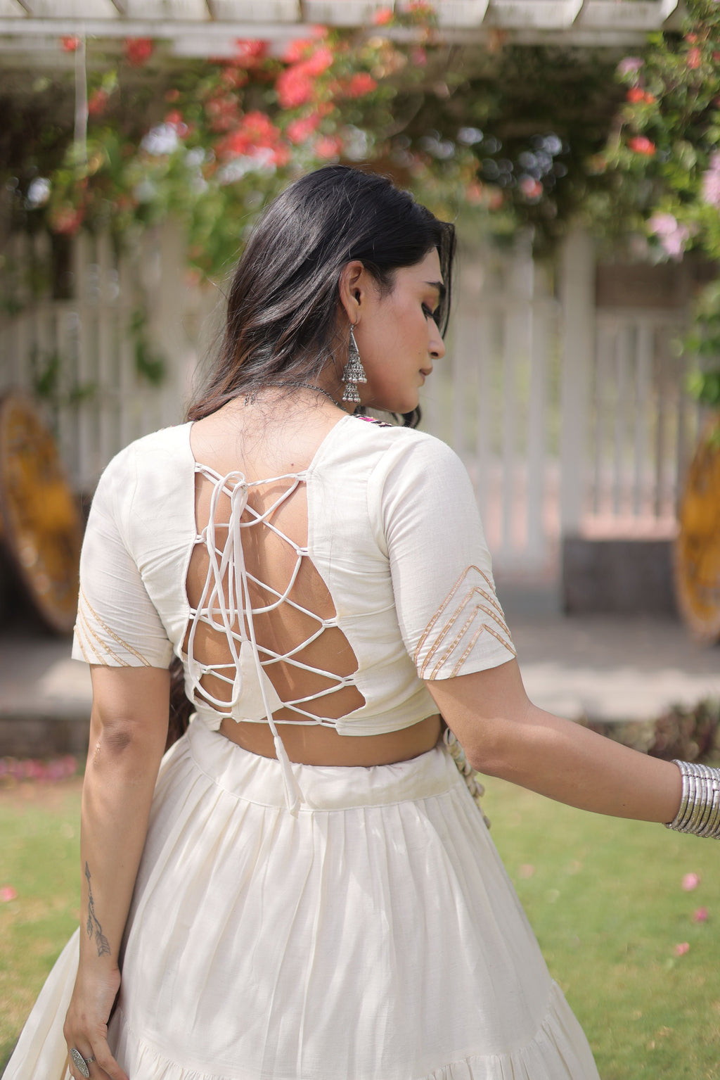 Kora Cotton Navratri Lehenga With Fency Blouse