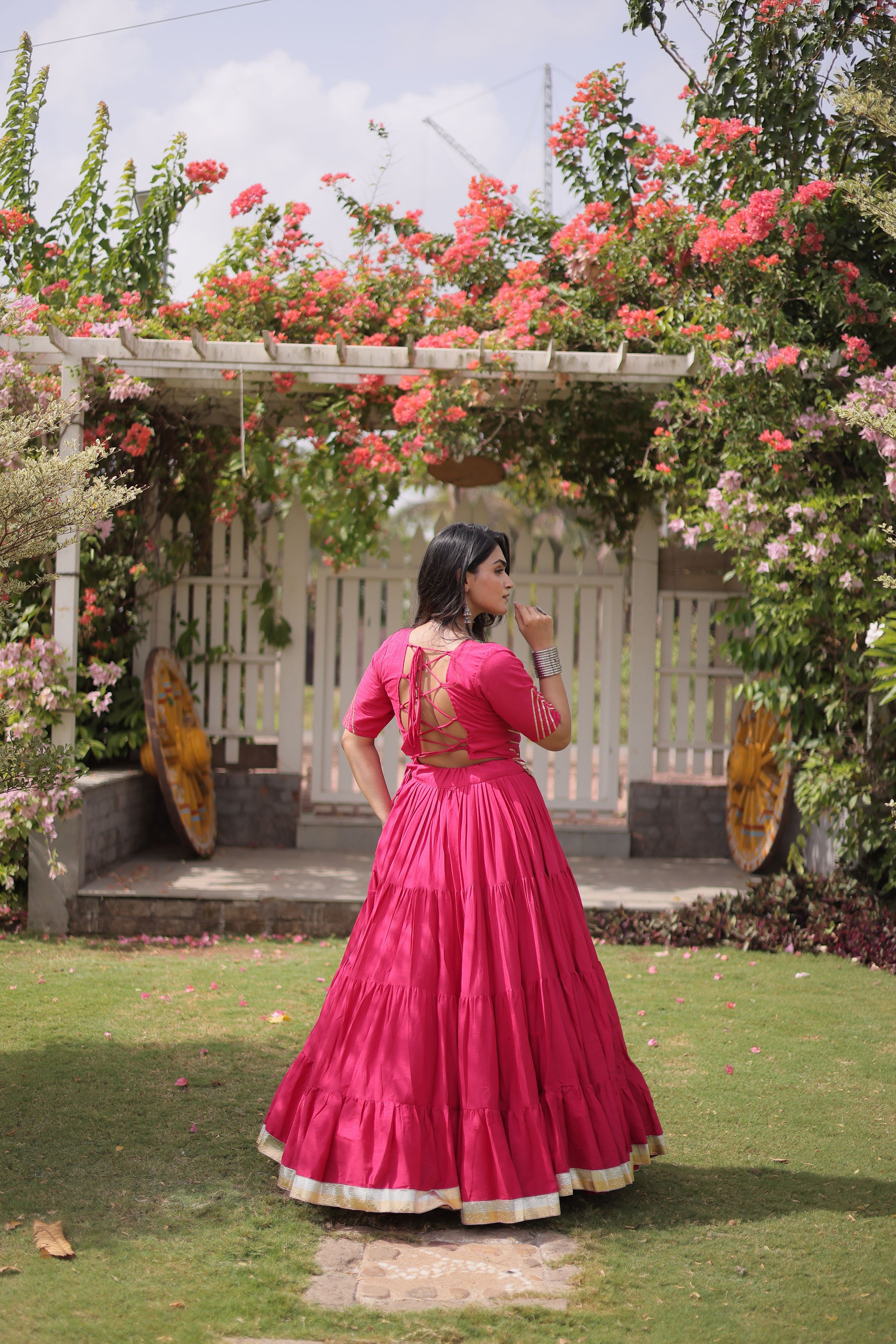 Kora Cotton Navratri Lehenga With Fency Blouse