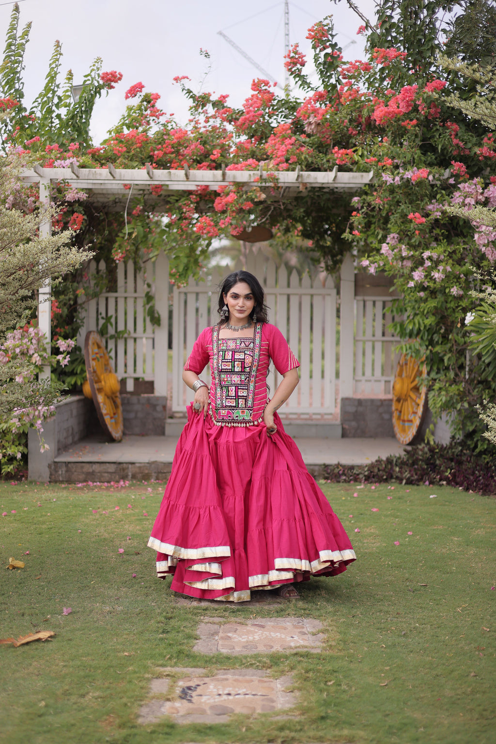 Kora Cotton Navratri Lehenga With Fency Blouse