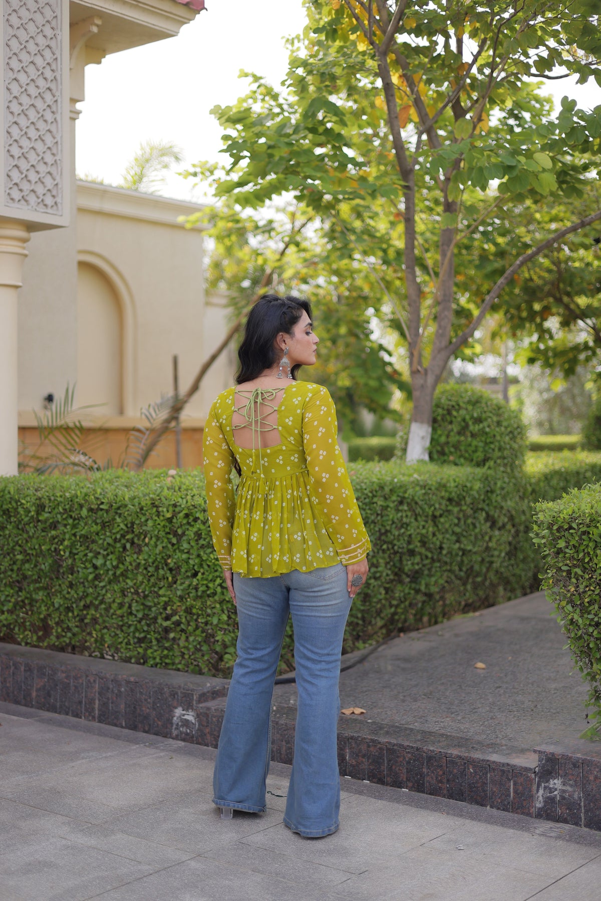 Georgette Bandhani Printed Navratri Top
