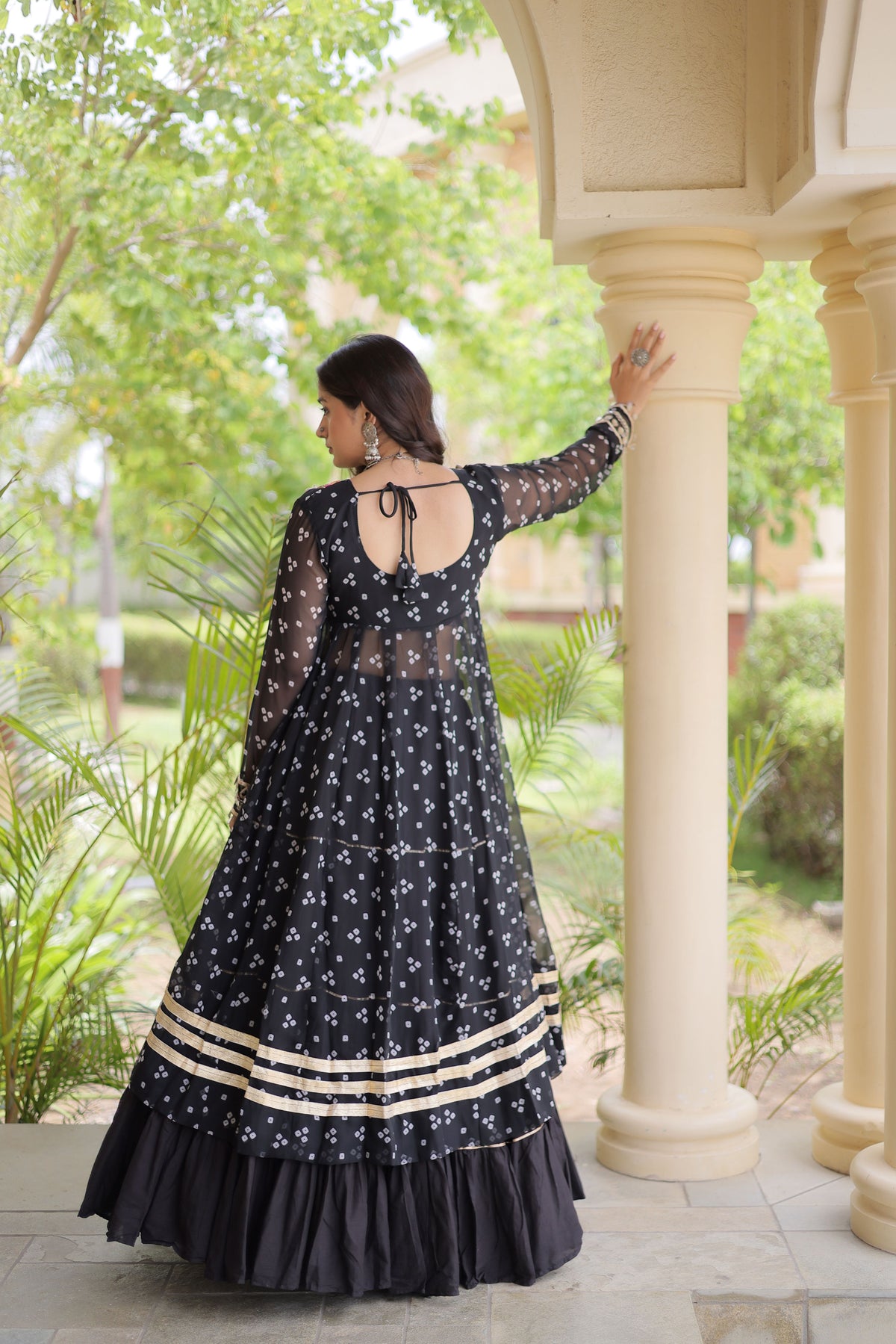 Kora Cotton Bandhani Printed Navratri Lehenga With Kurti