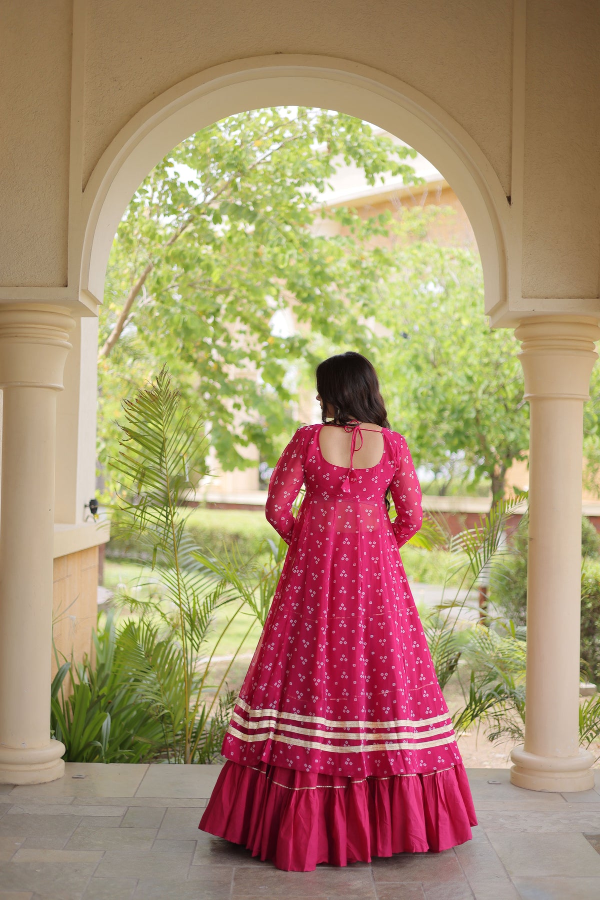 Kora Cotton Bandhani Printed Navratri Lehenga With Kurti