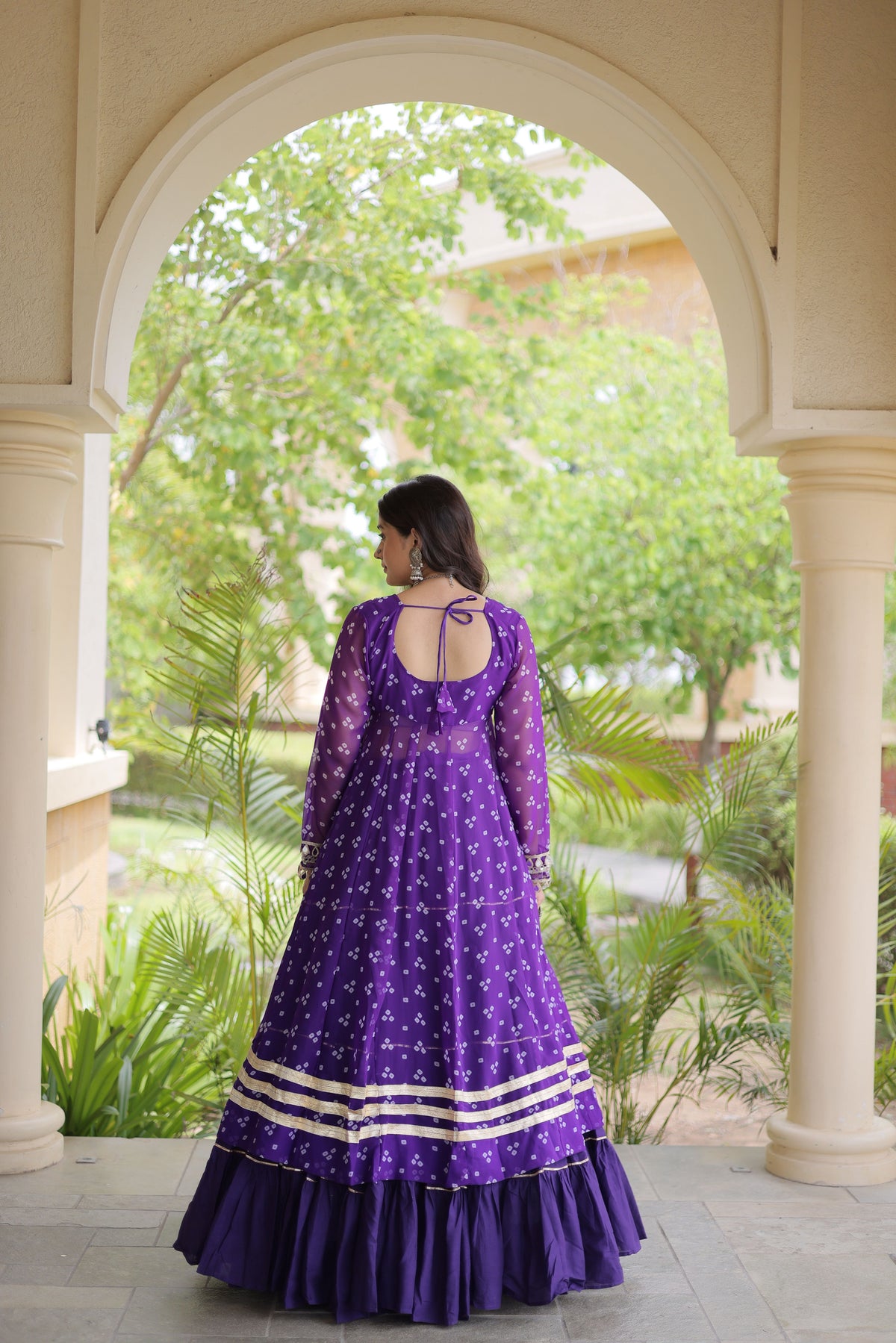Kora Cotton Bandhani Printed Navratri Lehenga With Kurti