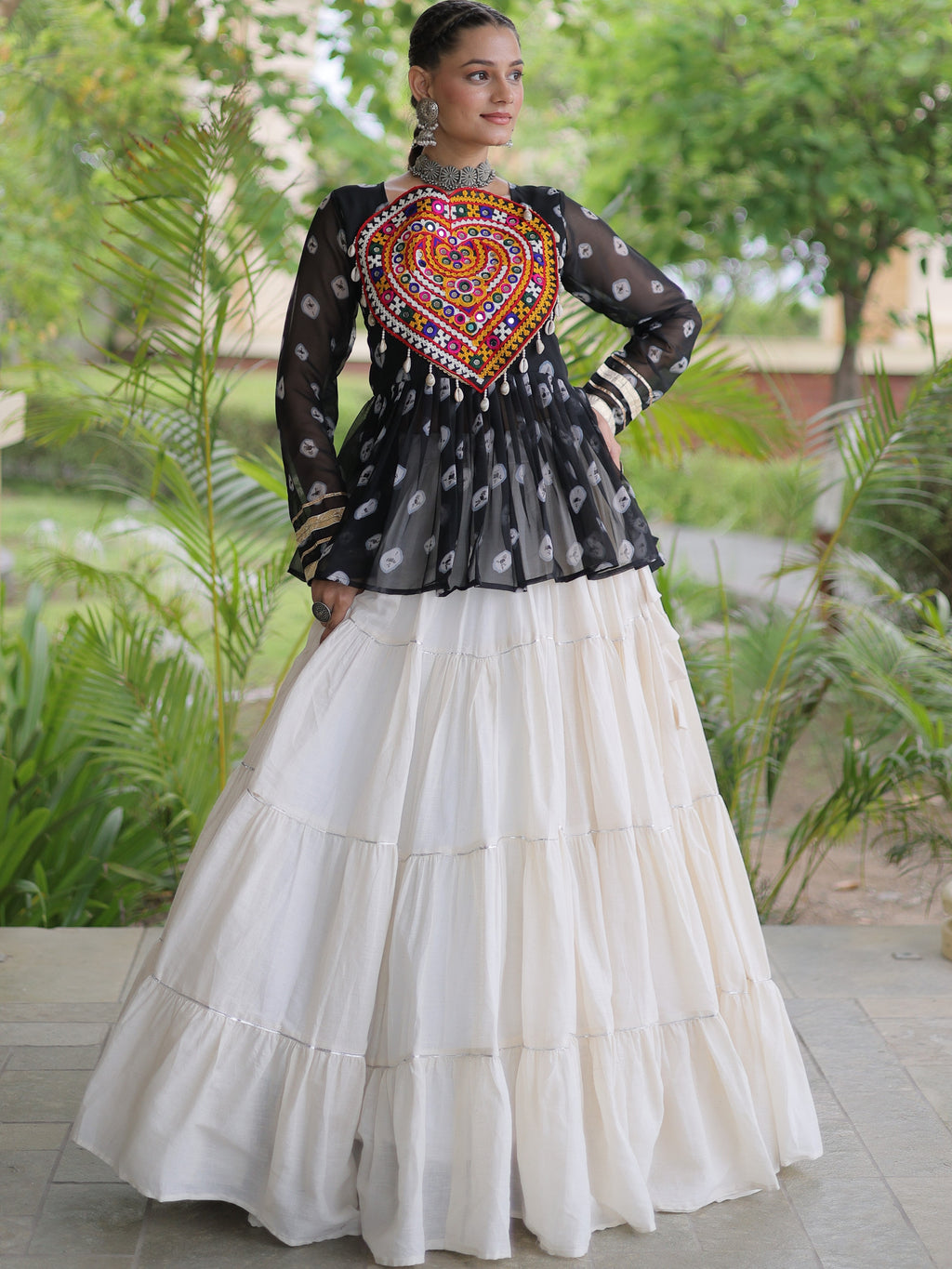 Kora Cotton Navratri Lehenga With Top