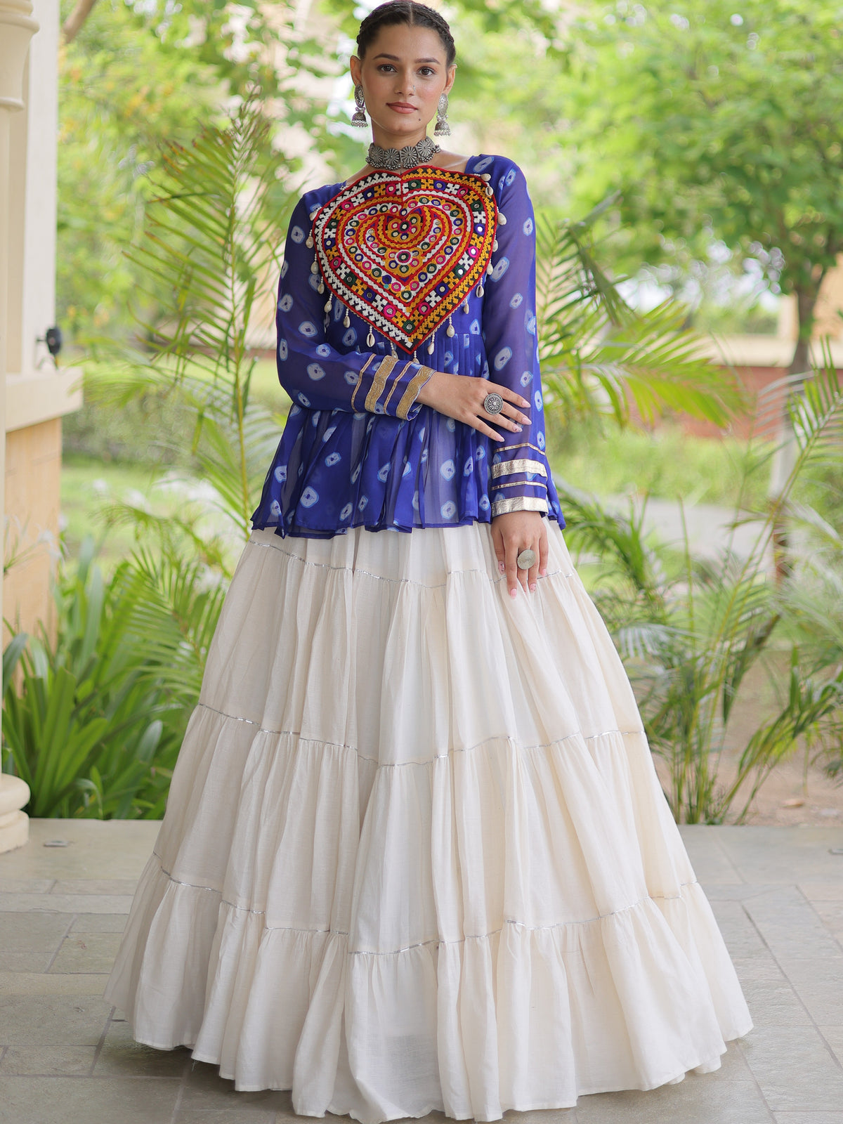 Kora Cotton Navratri Lehenga With Top