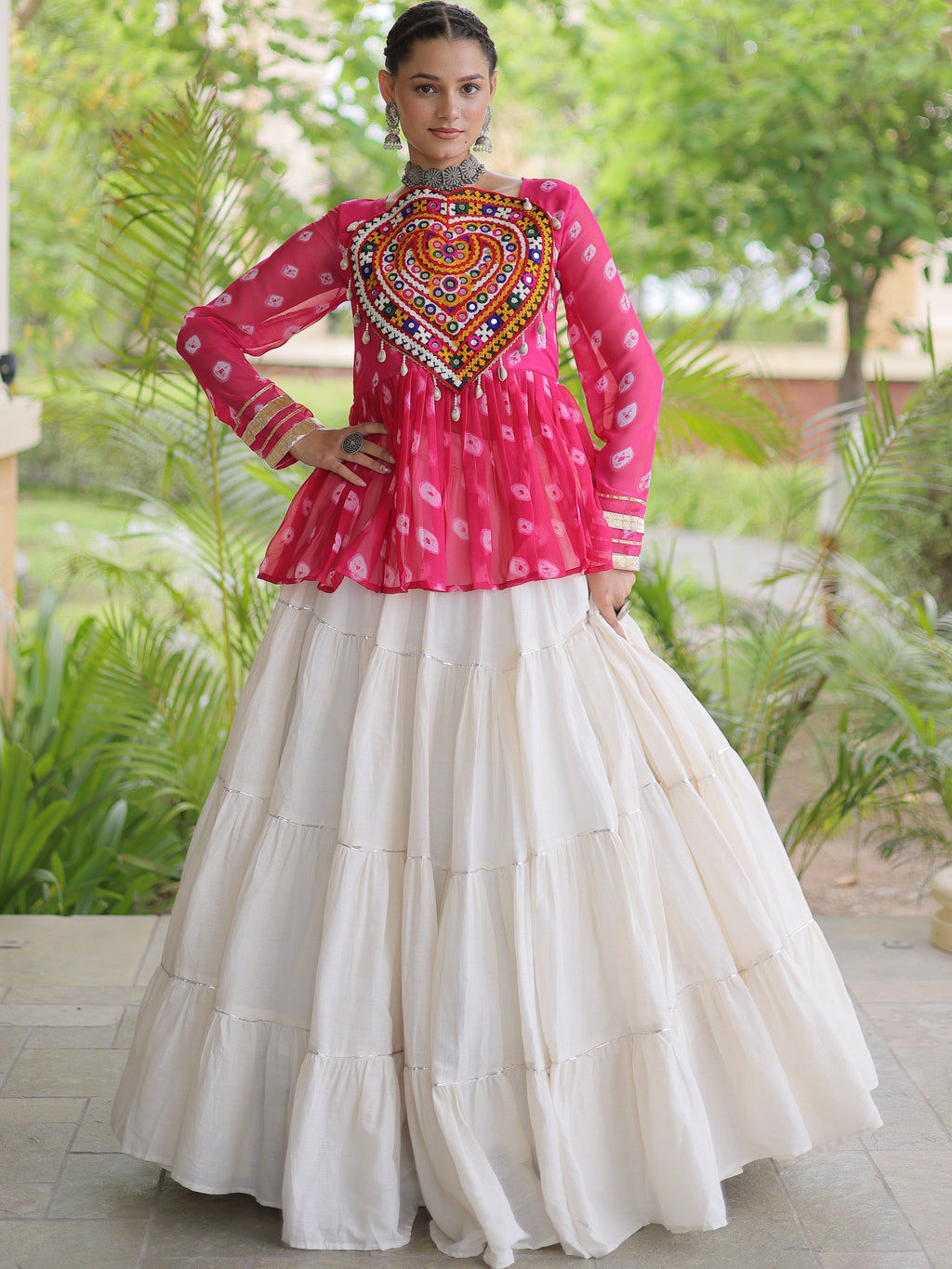 Kora Cotton Navratri Lehenga With Top