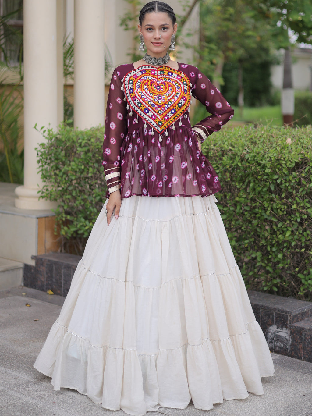 Kora Cotton Navratri Lehenga With Top