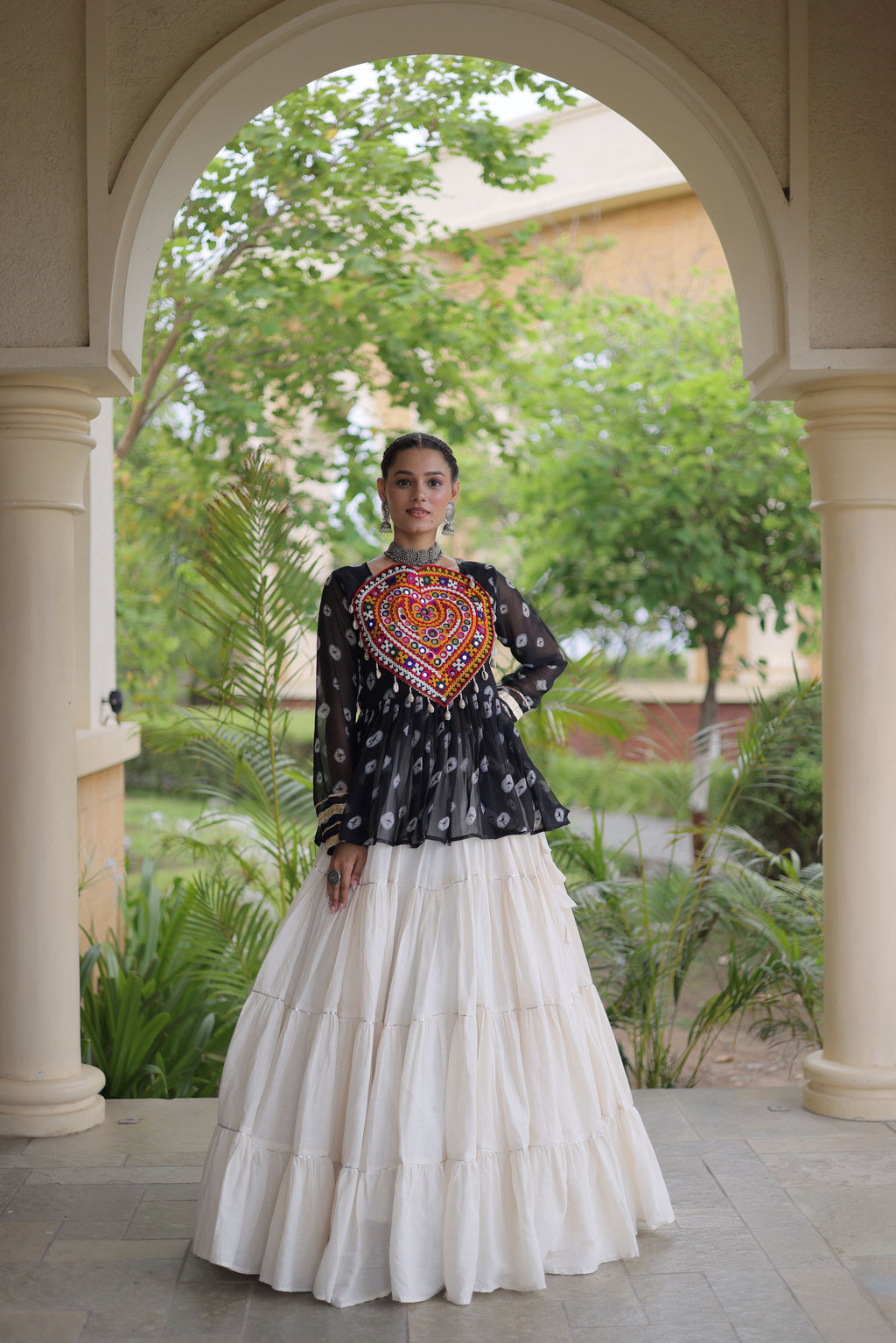 Kora Cotton Navratri Lehenga With Top