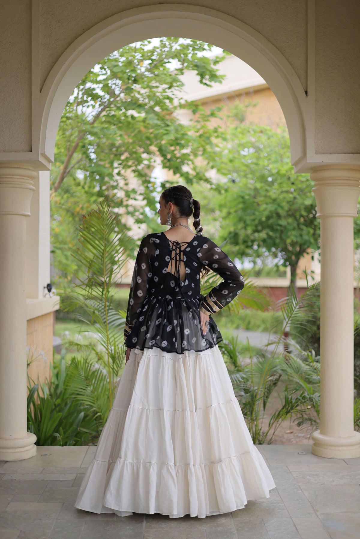Kora Cotton Navratri Lehenga With Top