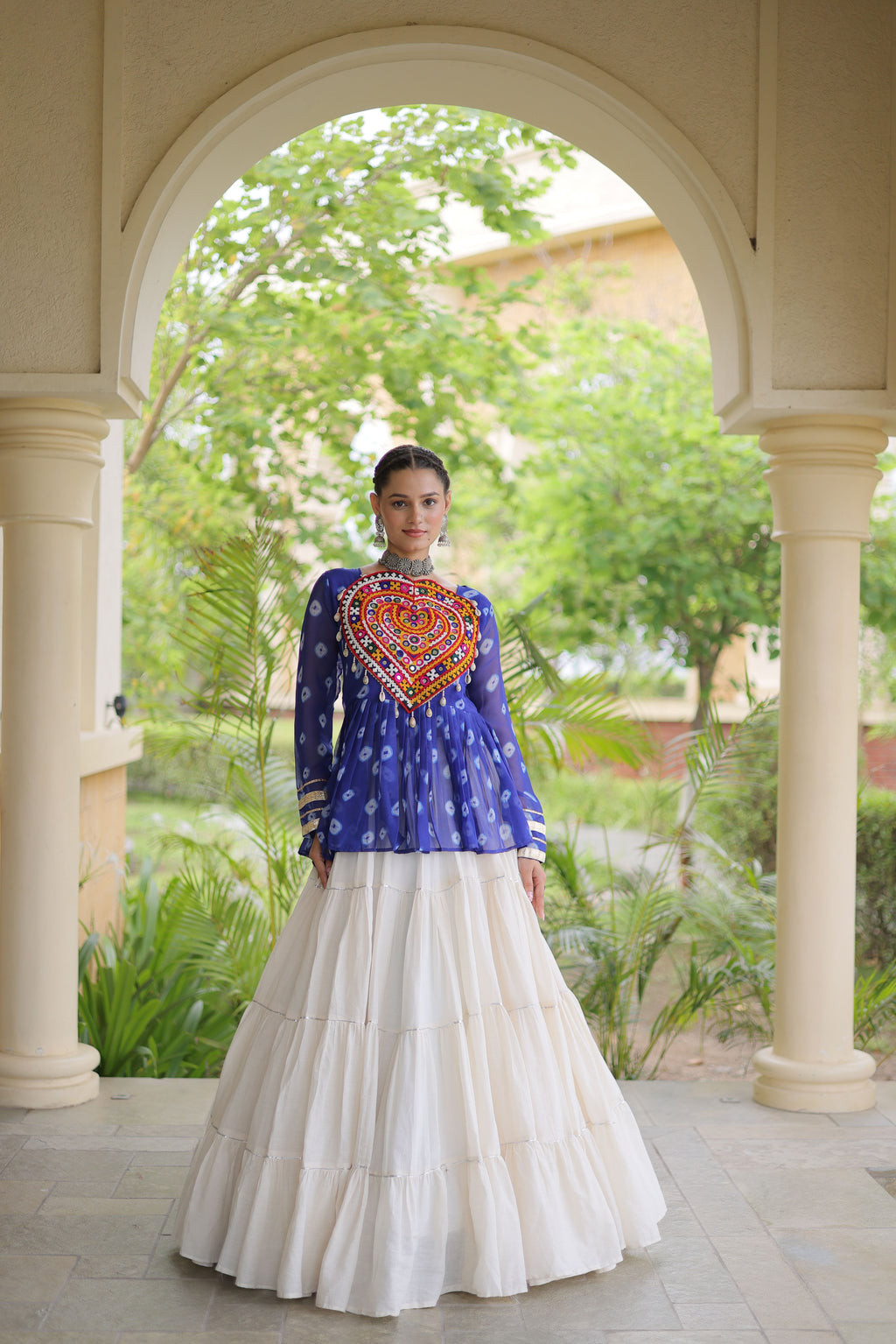 Kora Cotton Navratri Lehenga With Top