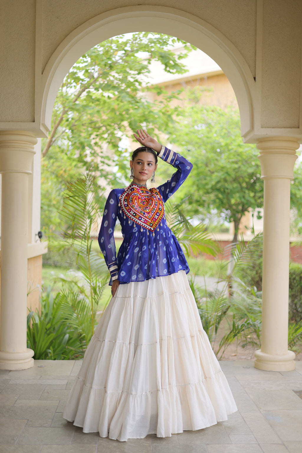 Kora Cotton Navratri Lehenga With Top