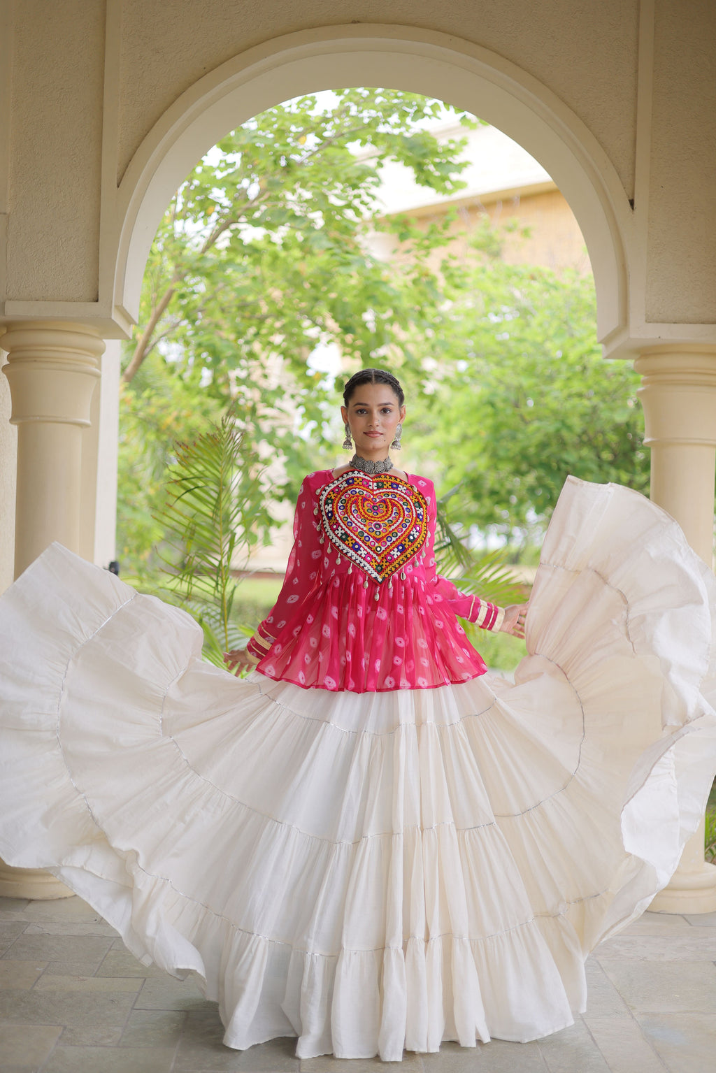 Kora Cotton Navratri Lehenga With Top