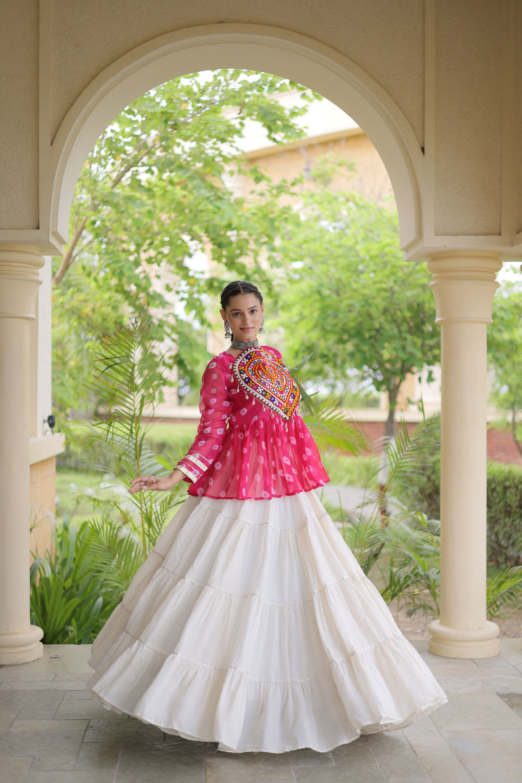 Kora Cotton Navratri Lehenga With Top