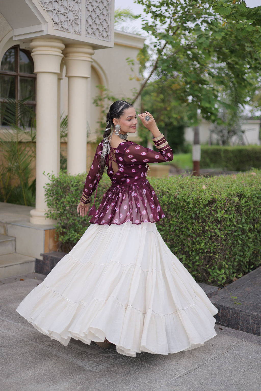 Kora Cotton Navratri Lehenga With Top