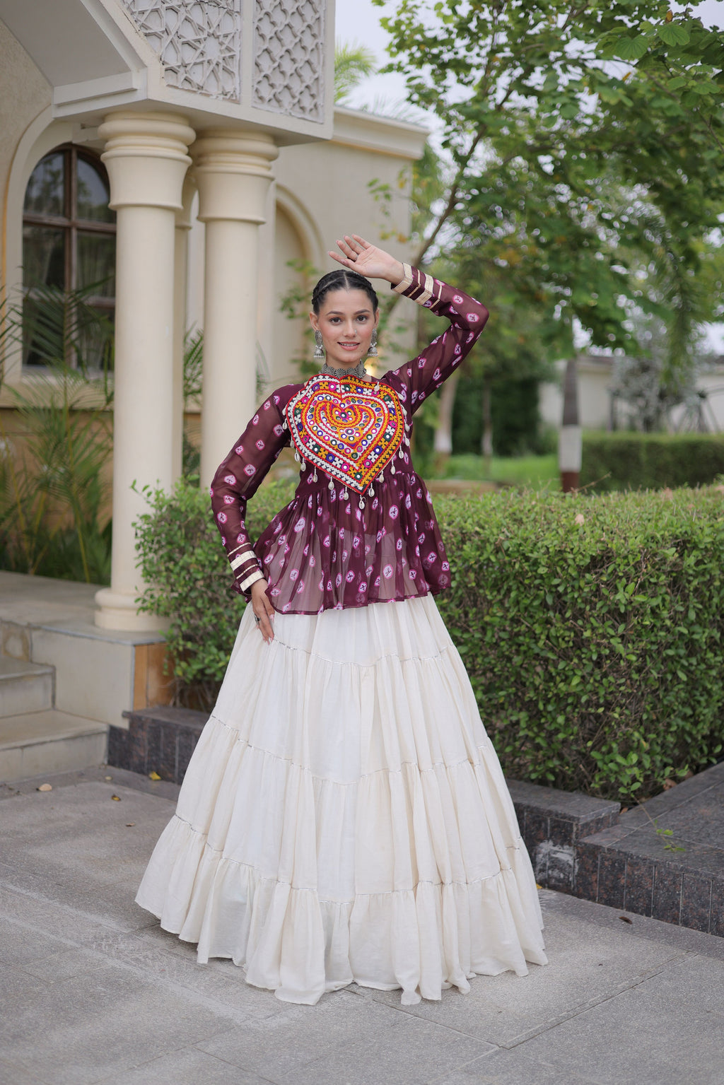 Kora Cotton Navratri Lehenga With Top