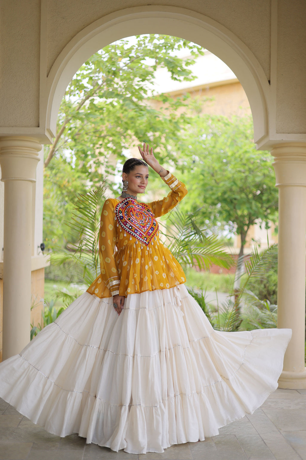 Kora Cotton Navratri Lehenga With Top
