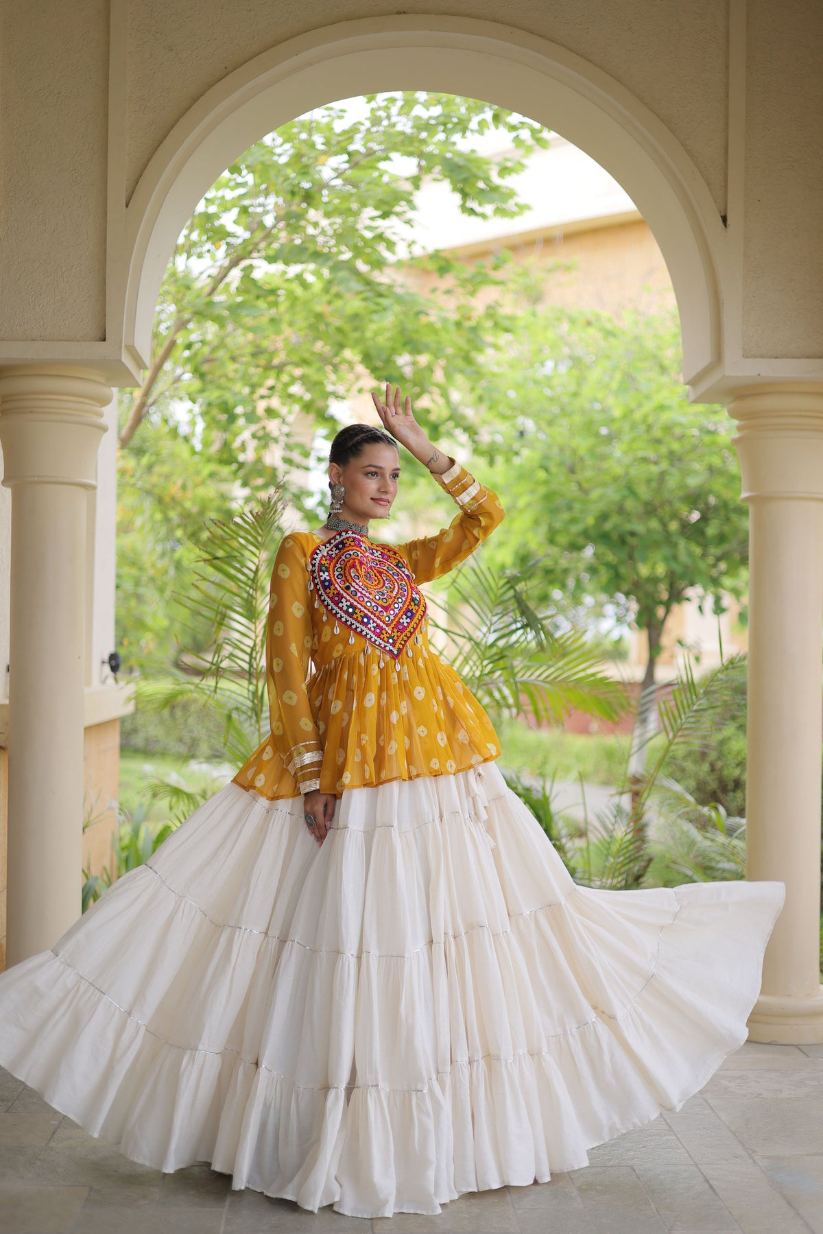 Kora Cotton Navratri Lehenga With Top