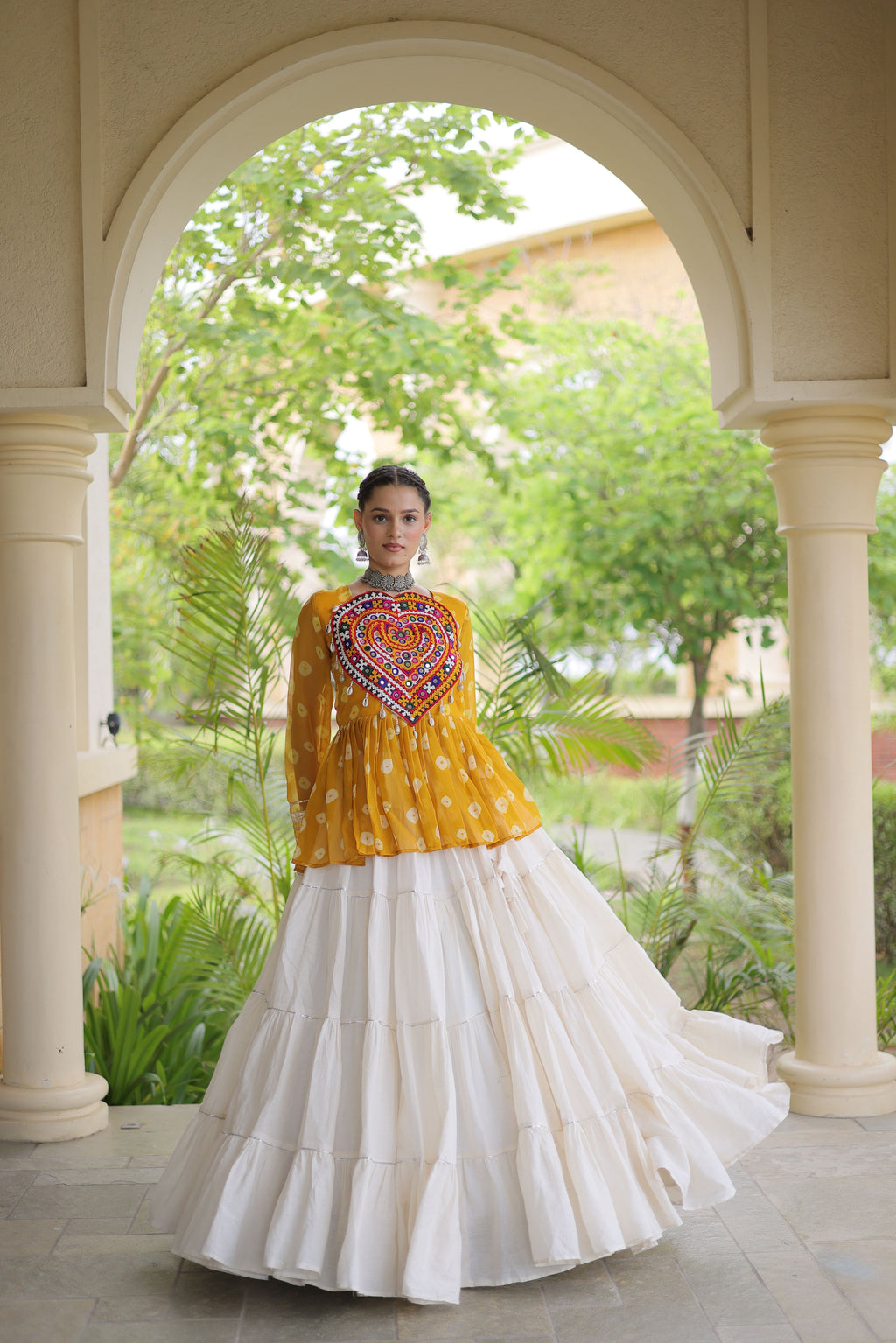 Kora Cotton Navratri Lehenga With Top