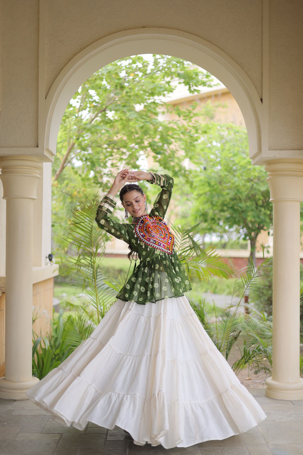 Kora Cotton Navratri Lehenga With Top
