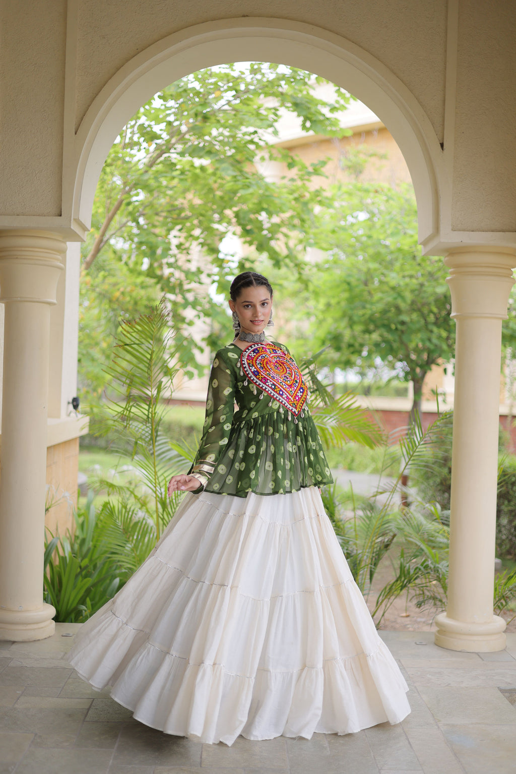 Kora Cotton Navratri Lehenga With Top